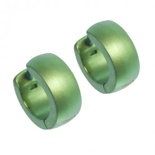 D-Shape Titanium Green Cuff Hoop Earrings